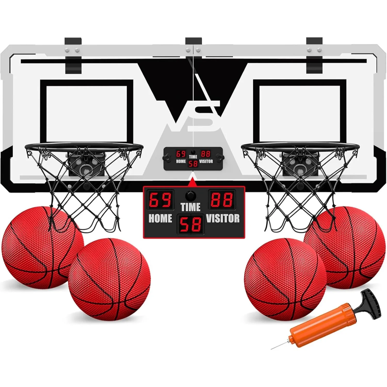 

2 Player Basketball Game Over The Door Mini Hoop with Electronic Scoreboard for Kids Boys Girls Adults Bedroom Office Indoor