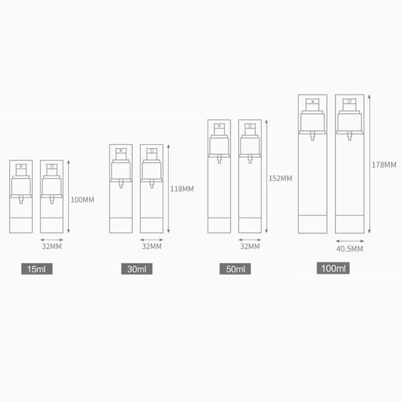 10Pcs 15/30/50/100ml Refillable Bottles Empty Cosmetic Container Spray Pump Bottle Vacuum Press Lotion Bottle Travel Set