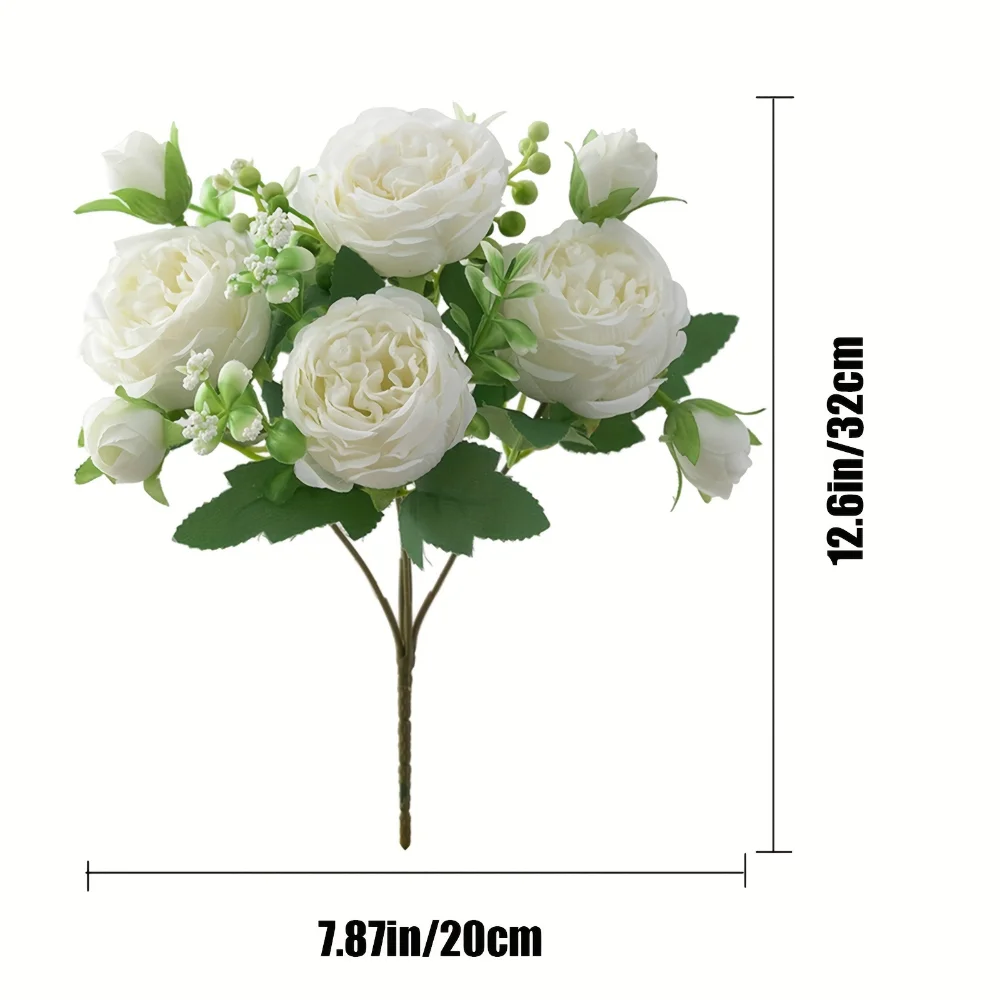 

4pcs, White Artificial Peony Rose, Faux Flowers For Office House Wedding DIY Decor, Table Centerpieces, Fake Flowers For Vase De