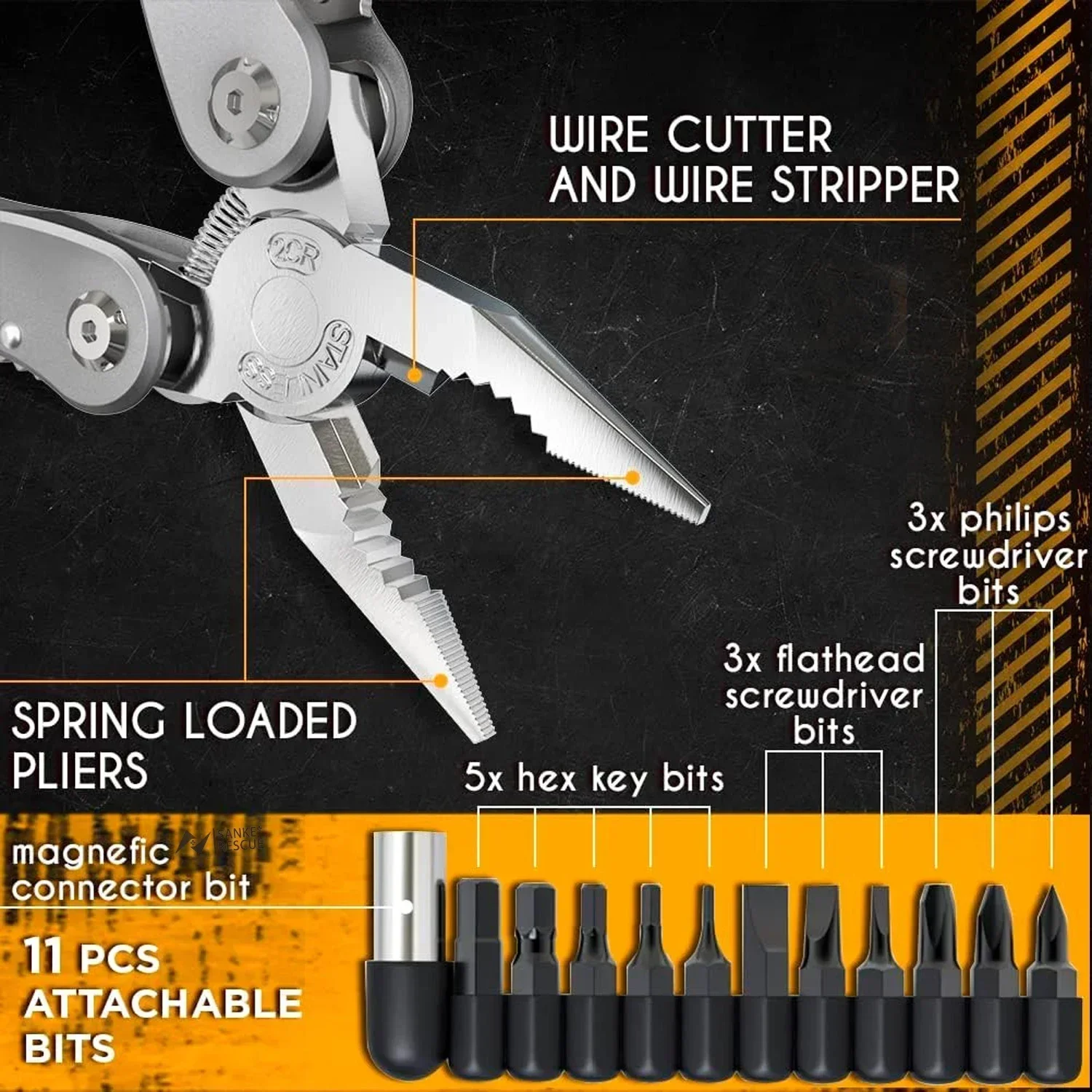 Více účelové nářadí 24-in-1 multitools kleště s ​professional multi-tool pro přežití kemping a hon dárky pro muži táta hus pás