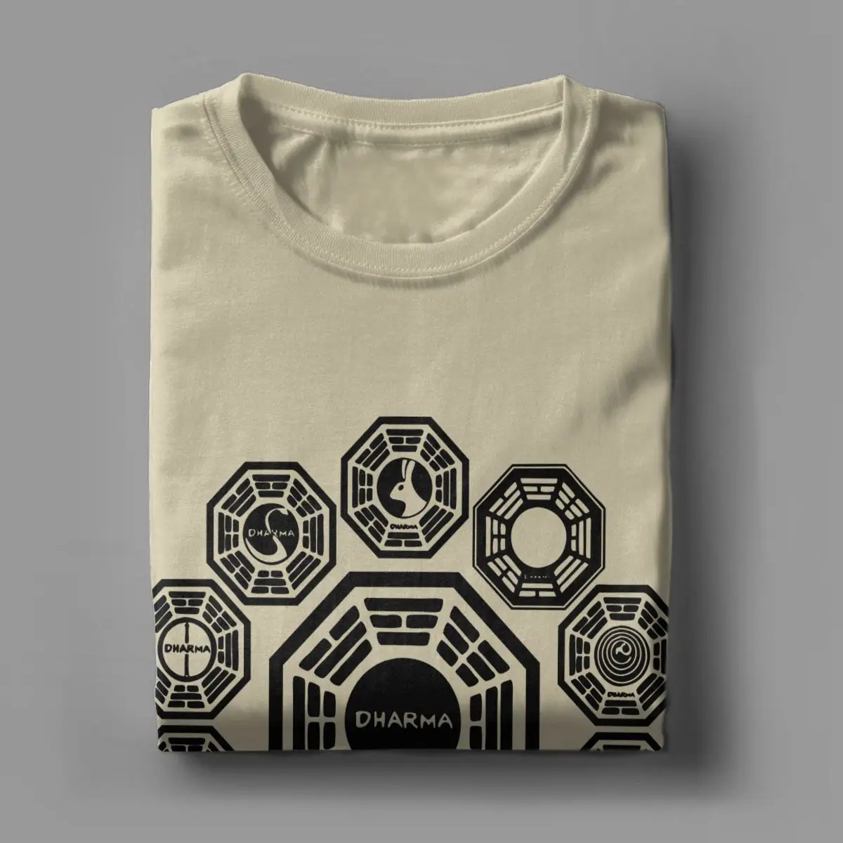 DHARMA Initiative T Shirt for Men Cotton Funny T-Shirt Round Collar 1977 Tv Show Lost Tee Shirt Short Sleeve Clothing Summer