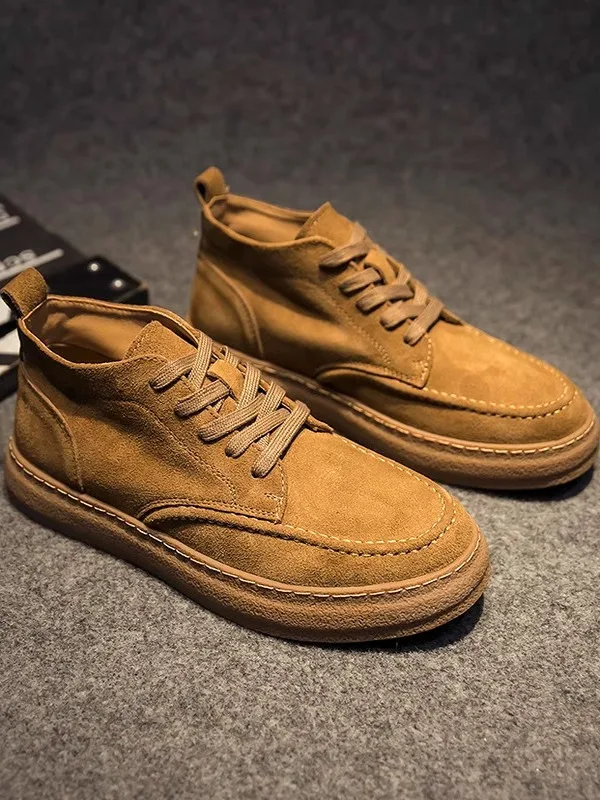 

Мужские ботинки, весна-лето, дышащие замшевые ботинки из натуральной кожи до середины икры, рабочая одежда, модные ботинки в стиле ретро в стиле ретро