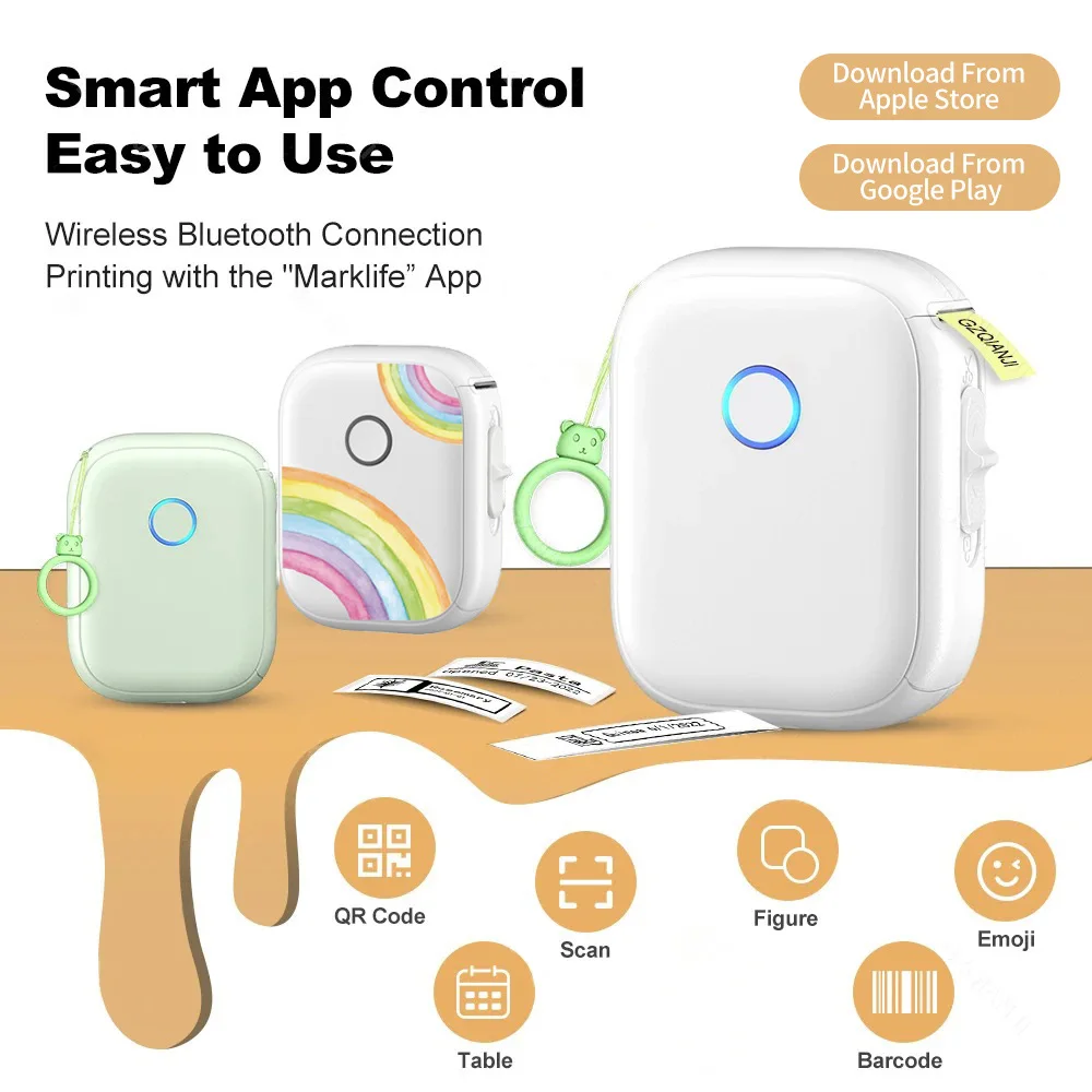 

Мини-принтер этикеток Marklife P12, портативный термопринтер для самоклеящихся этикеток с резаком или 1 рулоном этикеток