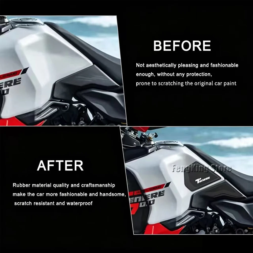 For Yamaha Tenere 700 World Raid 2026  Motorcycle Accessories Non-Slip Side Fuel Tank Stickers Pad Rubber Sticker