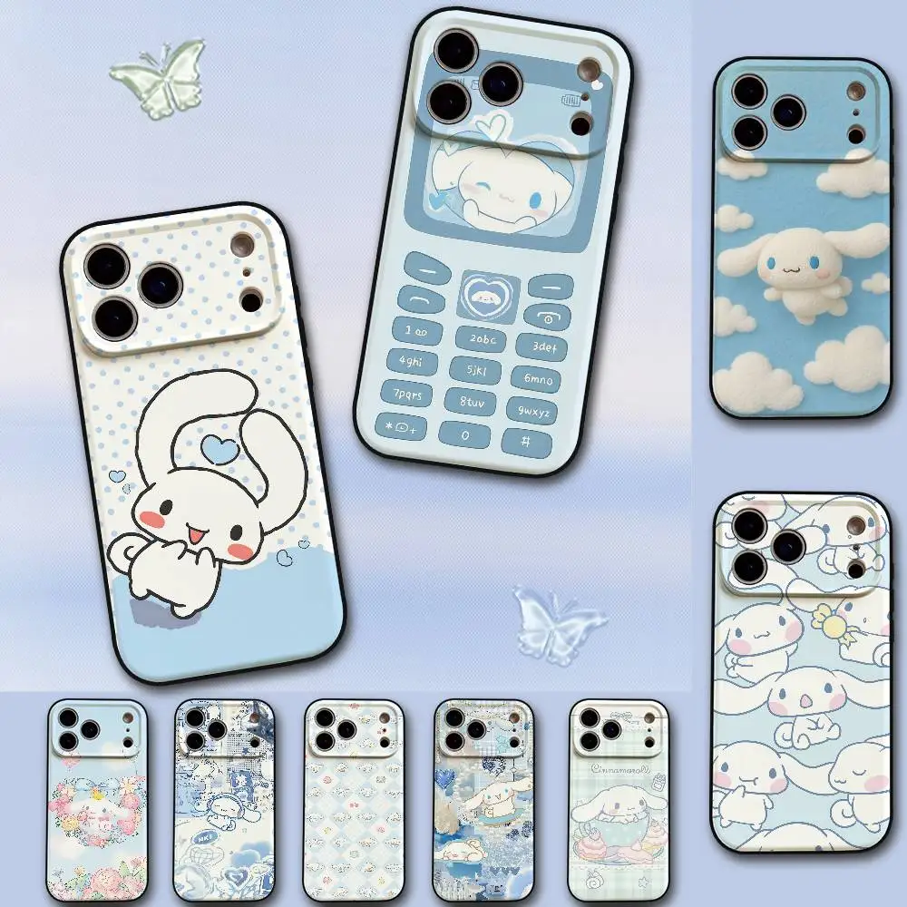 C-Cinnamoroll Handyhülle für iPhone 1716 15 14 13 Pro Max 11 12 Mini X Xs XR Schwarze Silikonhülle