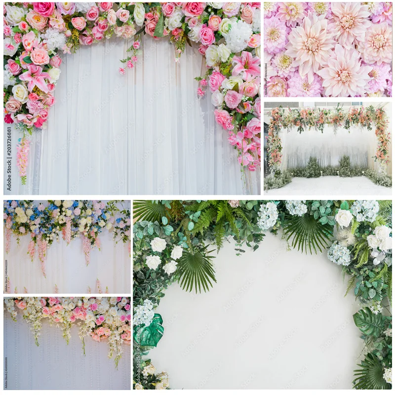 

Vinyl Photography Backdrops Prop Flower Wall Wood Floor Wedding Party Theme Photo Studio Background 22221 LLH-06