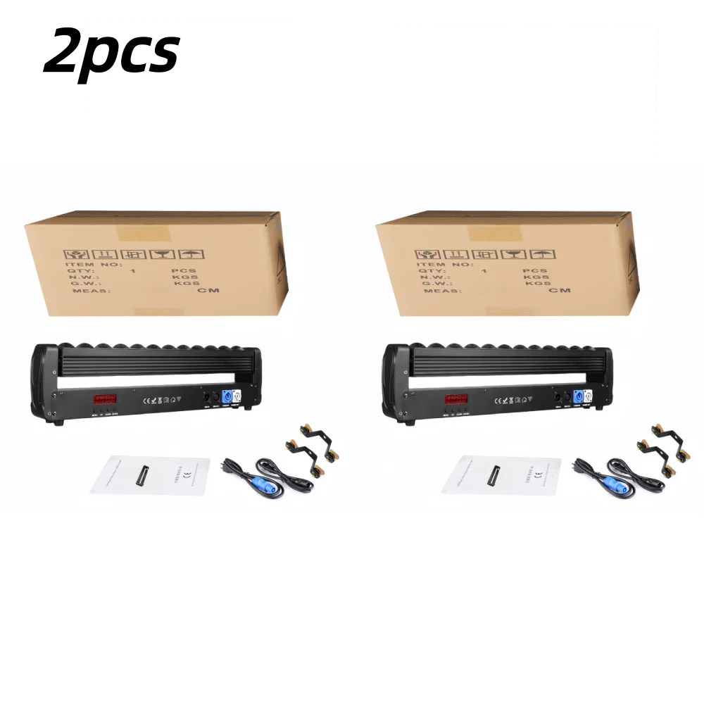 2pcs 200W Double Sides Beam Curtain&Strobe 360°Infinite rotation LED Moving head DMX Light DJ Stage Bar Disco Concert Party