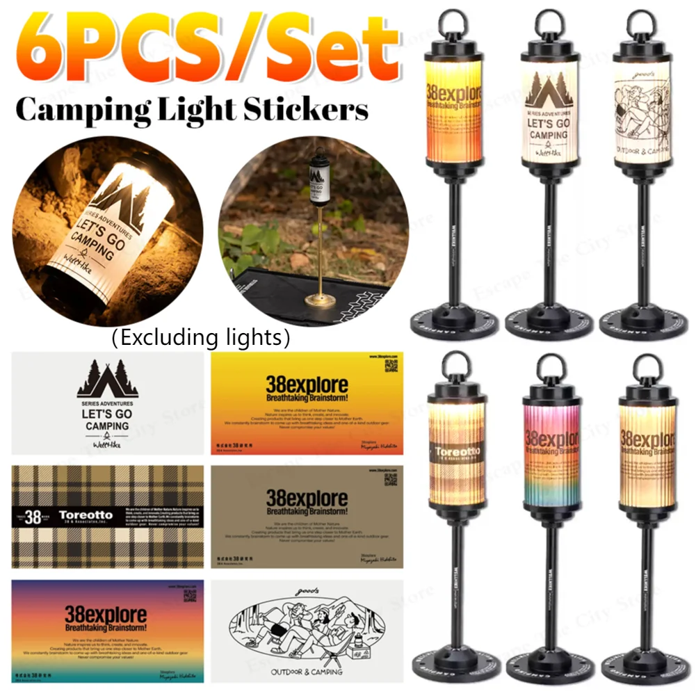 6/12Pcs New Camping Light Stickers Waterproof Tent Lamp Built-in Stickers Outdoor Tent Lamp Stickers for 38 Explore Light