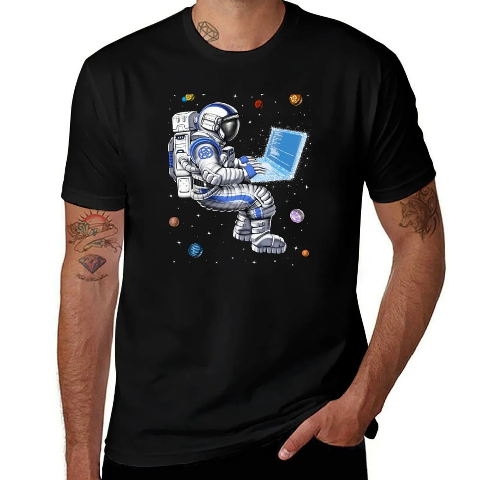 Space Astronaut Programmer T-Shirt Relaxed Casual Short Sleeve Tee