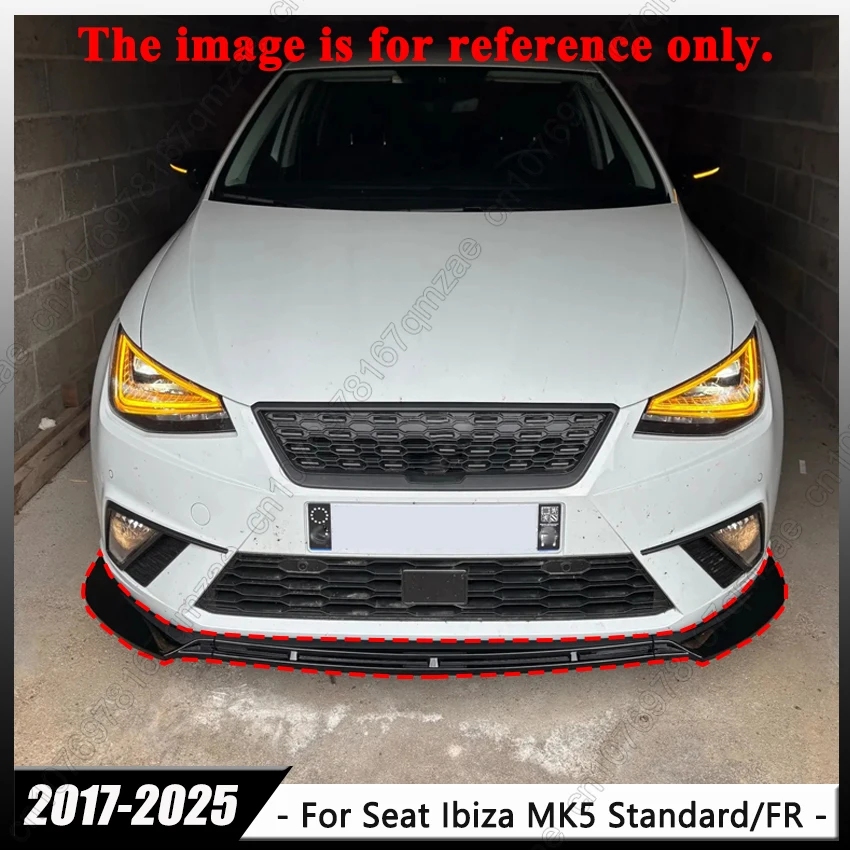 

Front Bumper Spoiler Trim For Seat Ibiza MK5 Standard / FR 2017-2024+ Gloss Black Splitter Lip Diffuser Body Kit