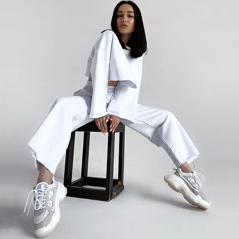 

Fashionable navel-open shirt high waist wide-leg pants suit women summer casual tops trousers two-piece sets for women 2025