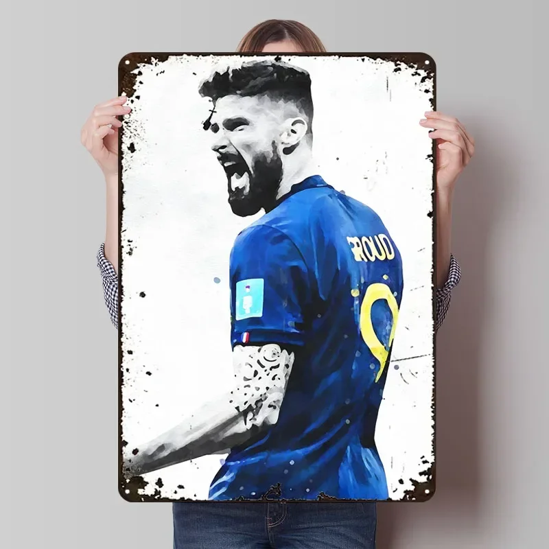 Olivier Giroud France Poster Football Player Metal Signs Gamer Room Decoration Customized Tin Sign for Wall Art Decoration Retro