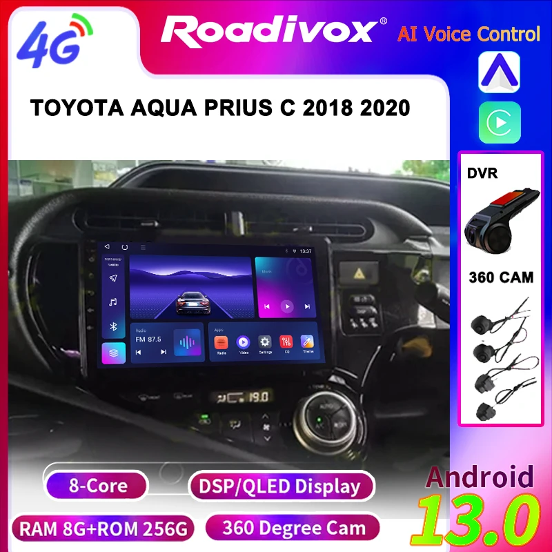 

GPS Navigation Car Radio Stereo Screen Video Carplay Support for TOYOTA AQUA PRIUS C 2018 2020 Android Multimedia Player
