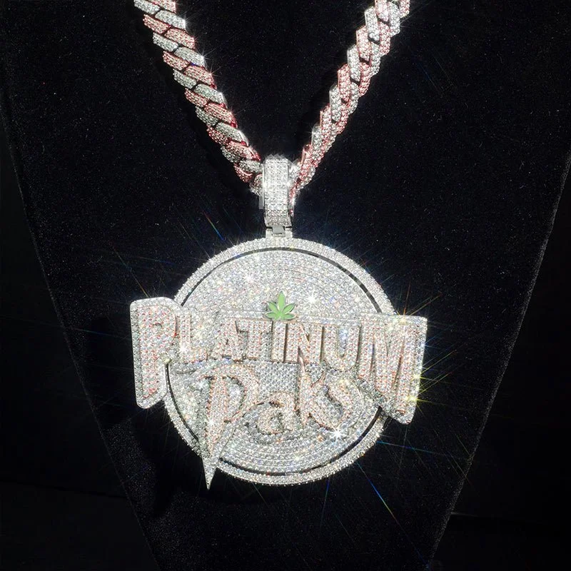 

Hiphop Jewelry Mossanite Pendant Custom Buss Down Iced Out Round Spinning VVS Moissanite Letter Pendant