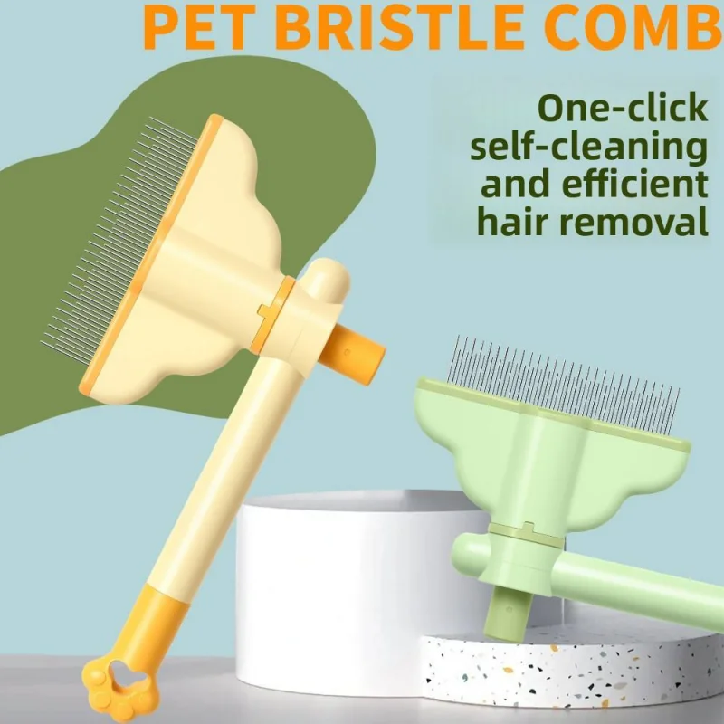 One‑Click Pet Hair Removal Comb Soft Massage Grooming Brush Non‑Slip Lightweight Deshedding Tool for Cats Dogs All Hair Types