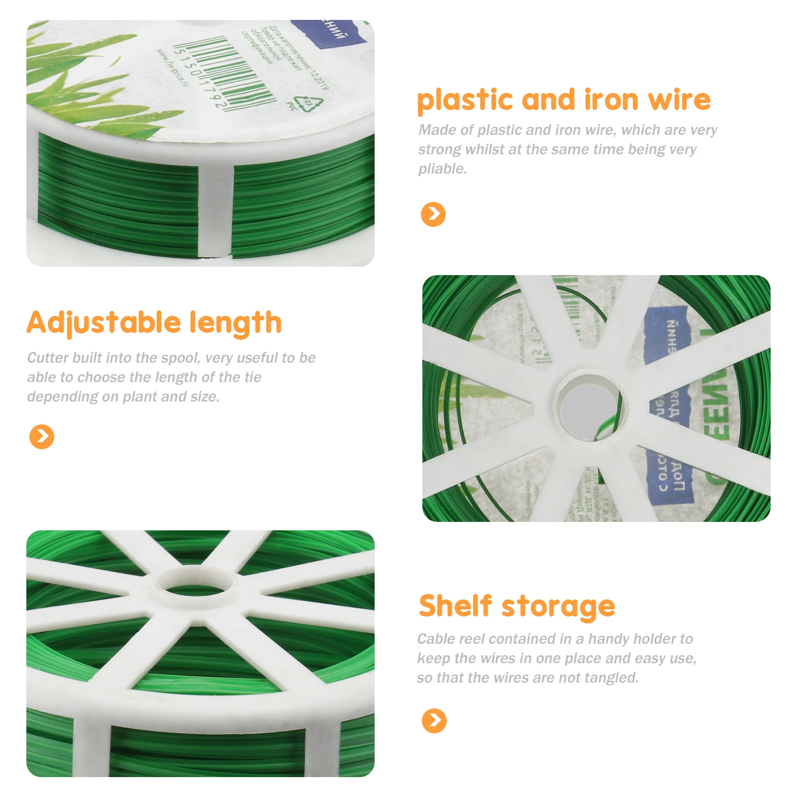 

2pcs 100M Garden Tie Wire Cable Black Eco-Friendly Plant Vine Bonsai Securing Organizer Trellis Stake Support Cable