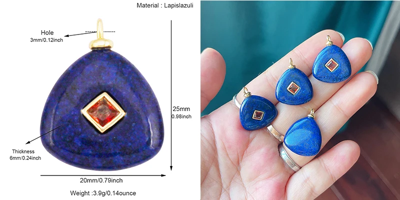 Edelstein-Charm-Anhänger aus türkisfarbenem Malachit, schwarzem Achat, rosa Quarz, 18 Karat echt vergoldeter Schmuck für die Herstellung von Halsketten, S58 – Detail 31