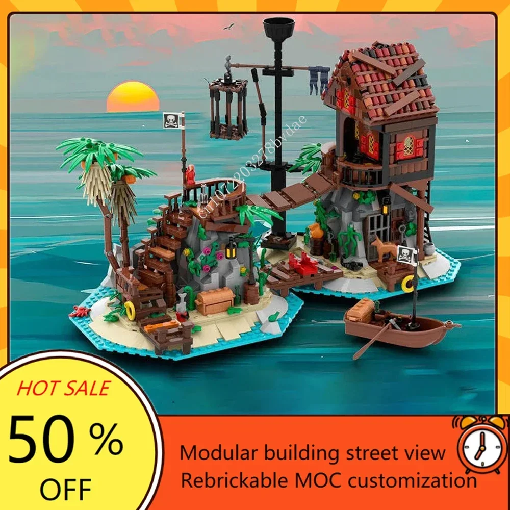 

1383PCS Customized MOC Pirate Barracuda Bay Forbidden Island Model Custom Puzzles Technology DIY Assembly Kids Xmas Toys Gift
