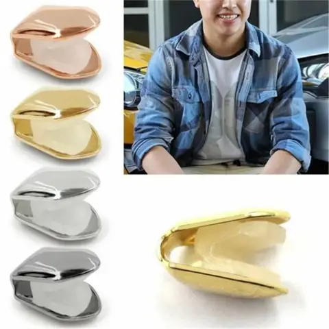 1/5pcs 3 Colors Custom Fit Gold Plated HipHop Single Tooth Grillz Cap Top Bottom Dental Grill Teeth Caps Halloween Cosplay