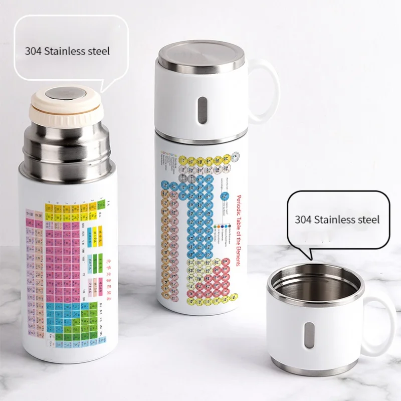 500ML Creative Couple Cup Lid Drinkable Sailor Outdoor Drinking Glass Periodic Table Of Elements Thermos Cup Student Gifts