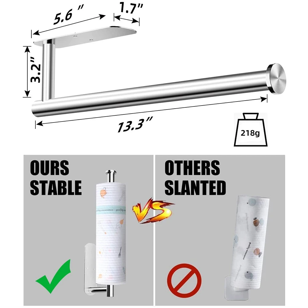 ABJN-2X Paper Towel Holder- Self Adhesive Or Drilling Und Er Cabinet Sticky Paper Towel Holder Wall Mount