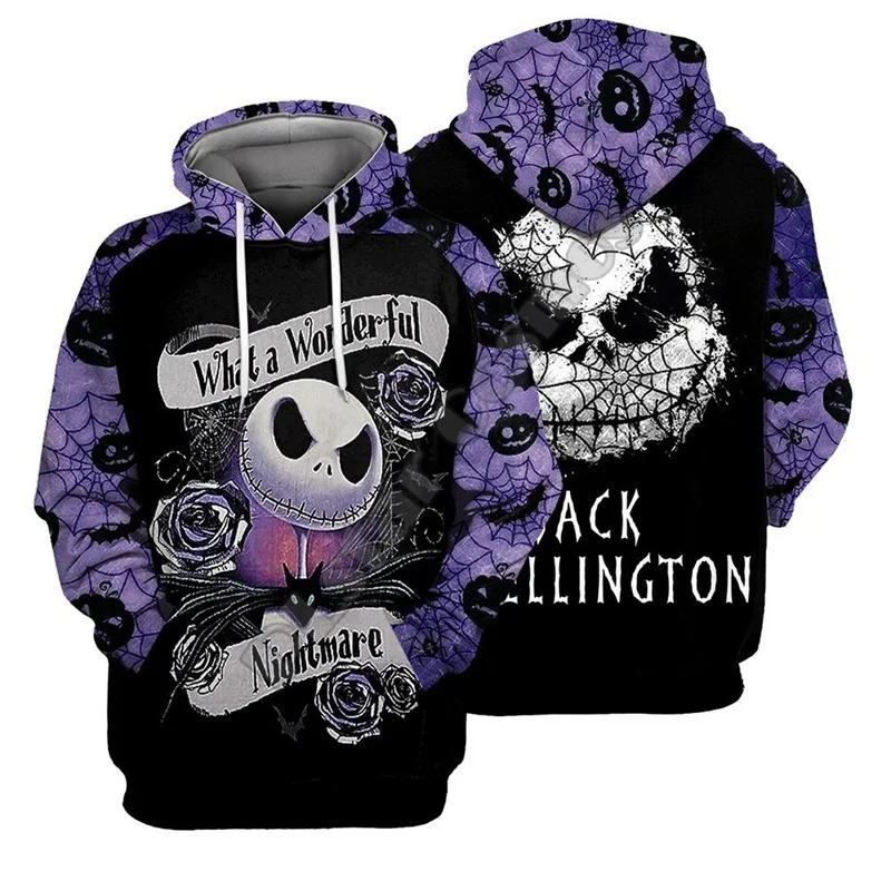 Nightmare Before Christmas Hoodies Jack Sally Skull Streetwear Harajuku Pullover Hip Hop Tracksuit Oversized Hoodied Sweatshirts