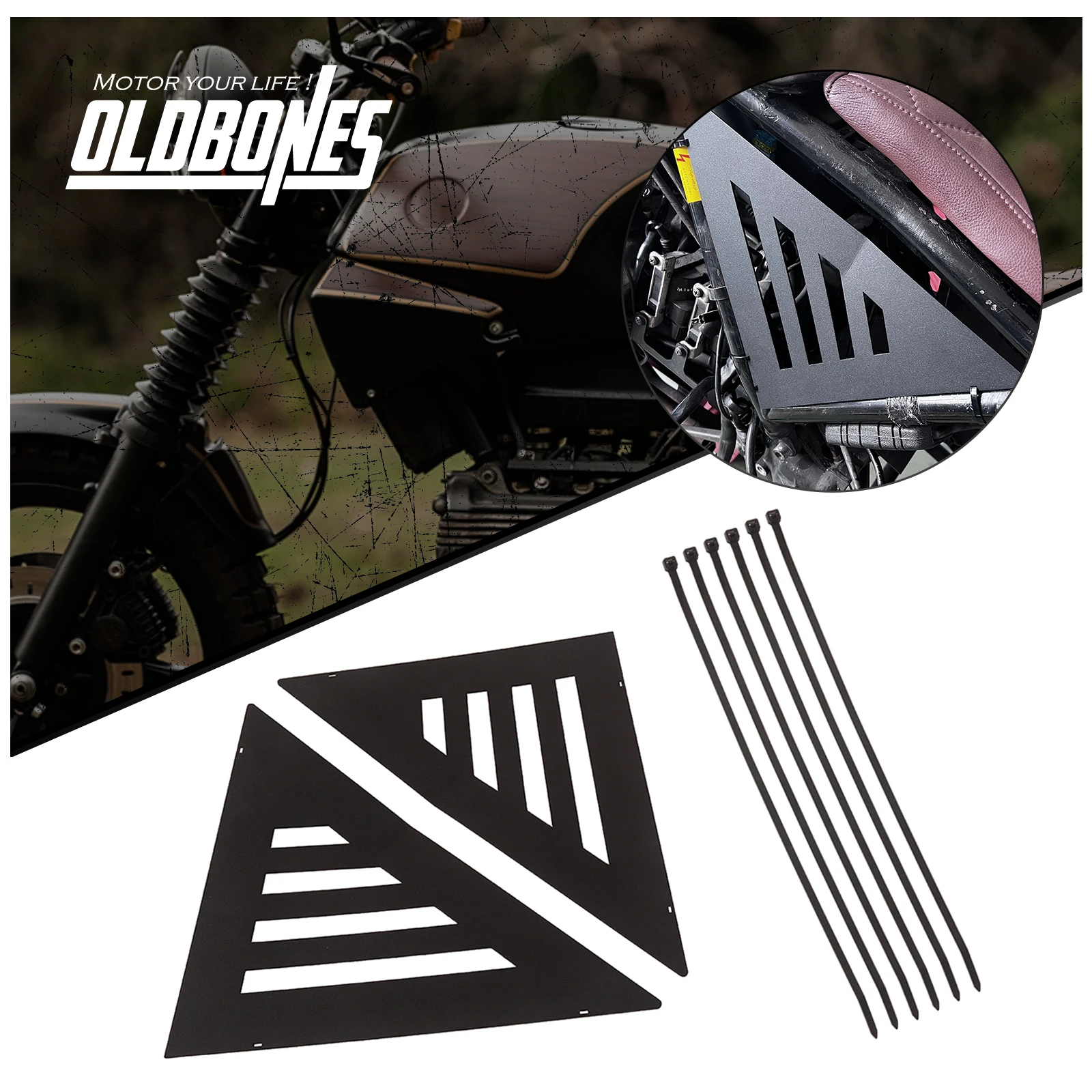 Oldbones For BMW K100 K75 K-series Cafe Racer Motorcycle Aluminum Side Frame Side Panel Protector Decorative Protective Cover