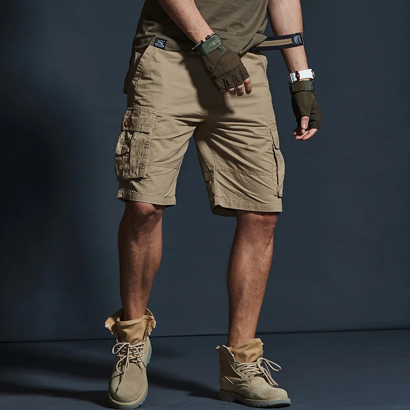 Men's Tactical Cargo Shorts Military Green Cotton Multi-Pocket Outdoor Work Short Pants Summer Knee Length Casual Bermuda - view 2