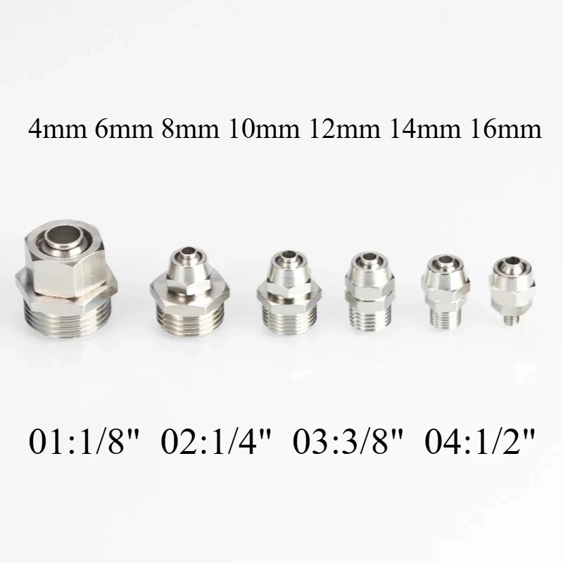 304 PC 4 6 10 12 PC8-02 M5 01 03 04 Pneumatic Quick Insert Stainless Steel Threaded Straight Through Quick Connector