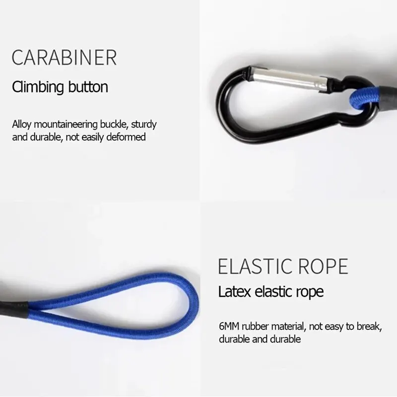 1 Piece Tent Elastic Rope Cord Hook Fixation Elastic Stretch Rope Outdoor Tool Canopy Tarp Fixing Cords String with Carabiner