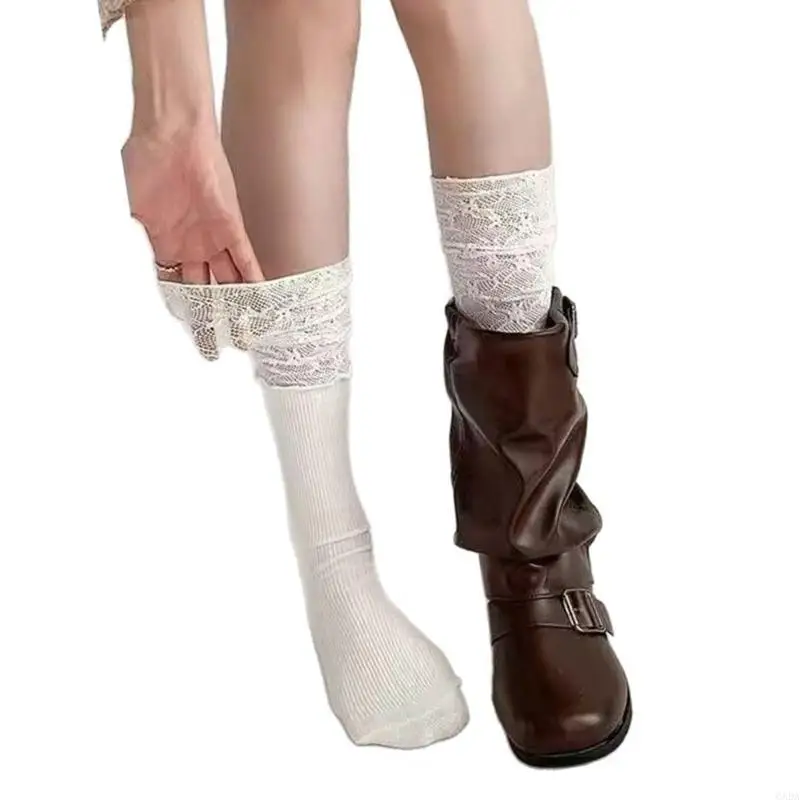 جوارب دائرية من الدانتيل متعددة الوظائف، ناعمة ومكدسة، نسيج بوليستر مقاوم للرائحة، مثالي للعمل والترفيه 6XDA