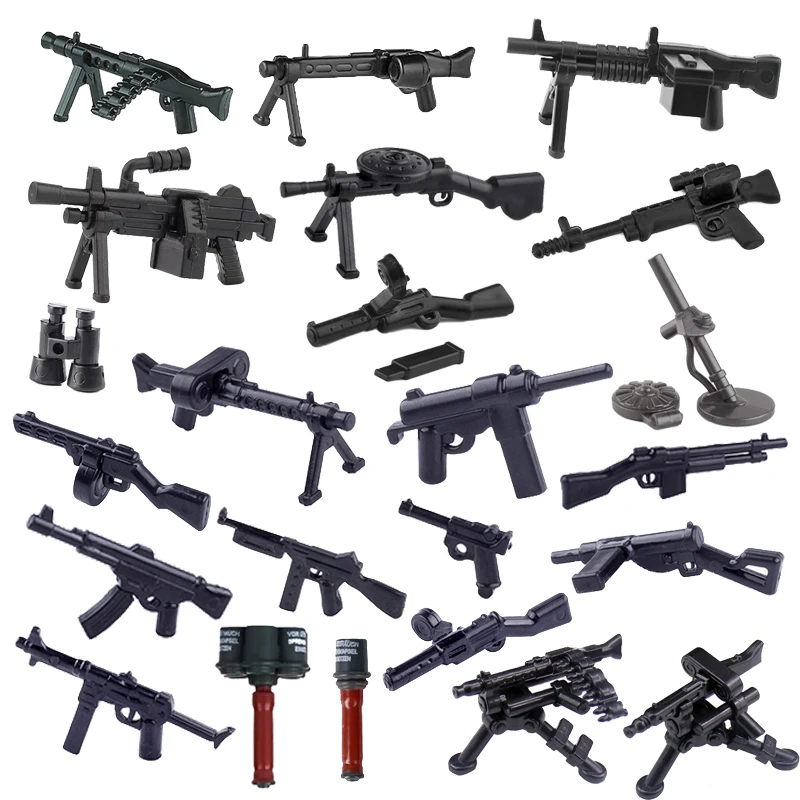 MOC Military Building Blocks Figurine Weapons Accessories BAR MP40 Machine Gun Antitank Grenade Thompson Pieces Gifts For Boys