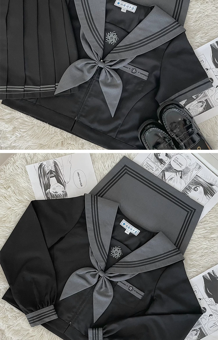 Japanischer Matrosenanzug, süße Mädchen JK-Uniform, dunkler, schicker Anzug für Mädchen, Herbst- und Winter-College-Stil, Highschool-Schüleruniform – Detail 4