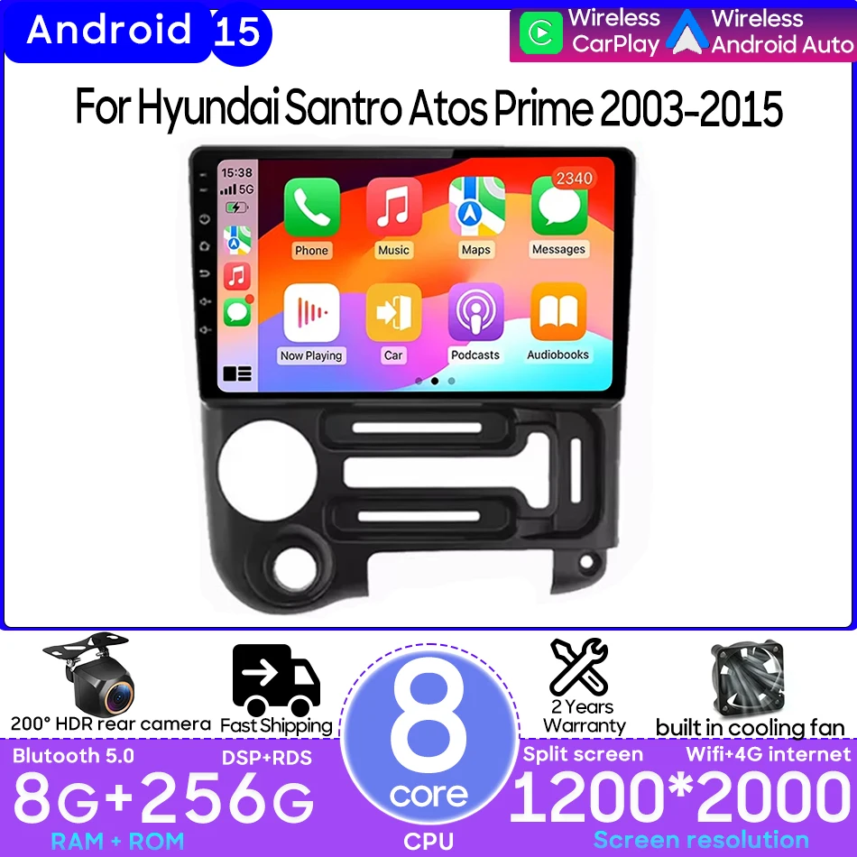 

Android For Hyundai Santro Atos Prime 2003-2015 Car Multimedia Player Carplay Auto Radio Stereo Video Navigation GPS 2din DSP BT