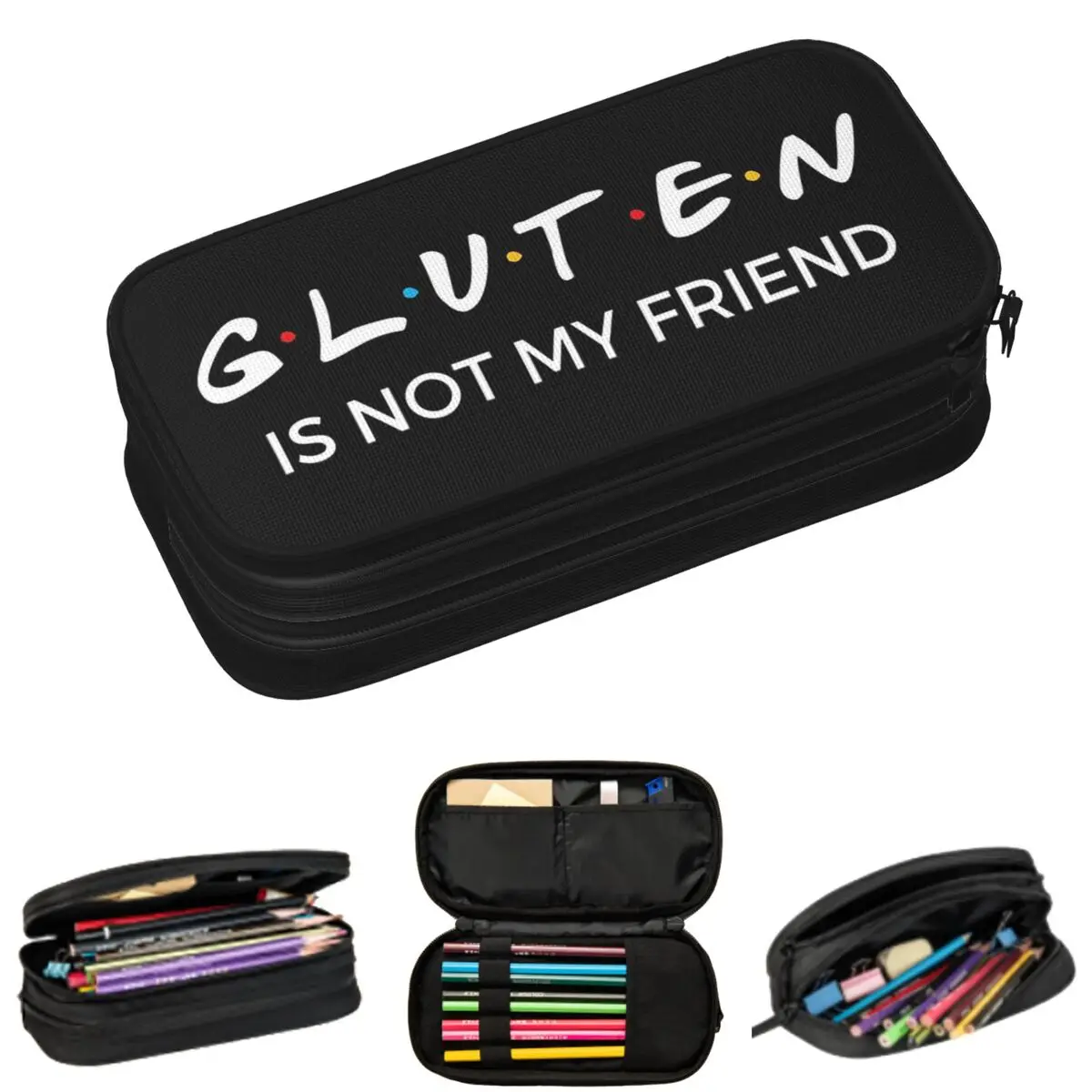 

Gluten Free Gluten Is Not My Friend Pencil Cases for Student School Pen Box Pencil Bag Pencil Pouch Storage Stationery Supplies