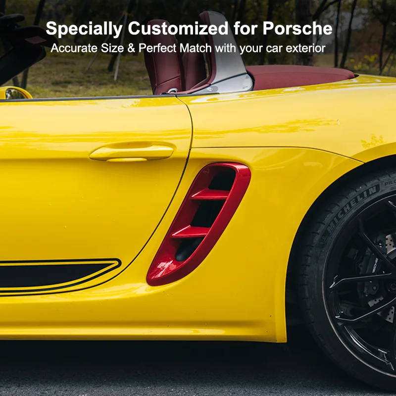 For Porsche 718 Cayman Boxster 2017-2021 Car Side Fender Vent Air Flow Intake Cover Trim Decorative Sticker Exterior Accessories