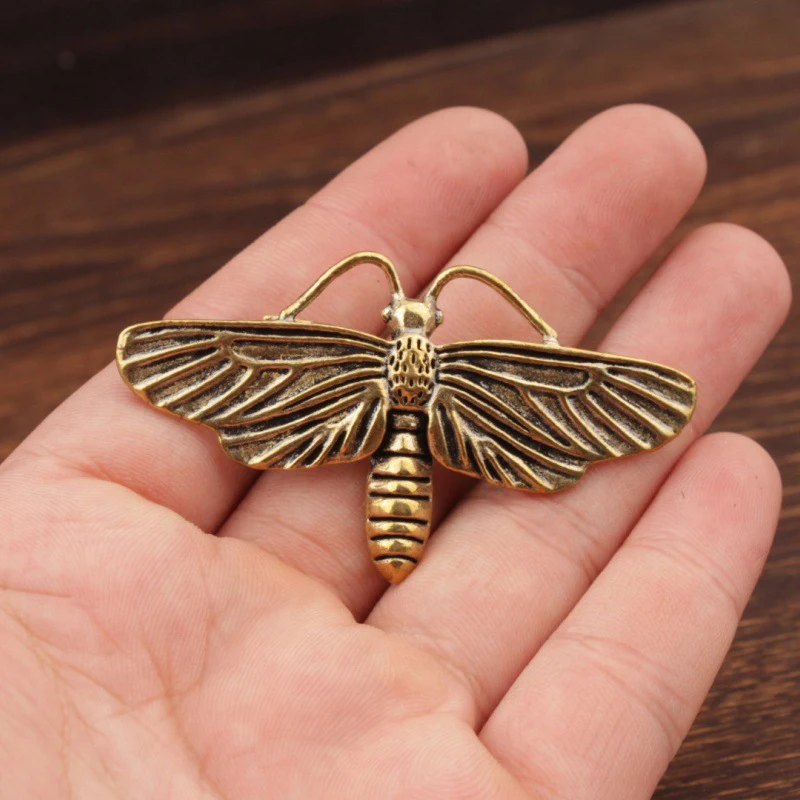 Hot Sale 1/3Pcs Brass Moth Sculpture Figurine For Desk Decor Vintage Collecton Study Room & Bookshelf Ornament​