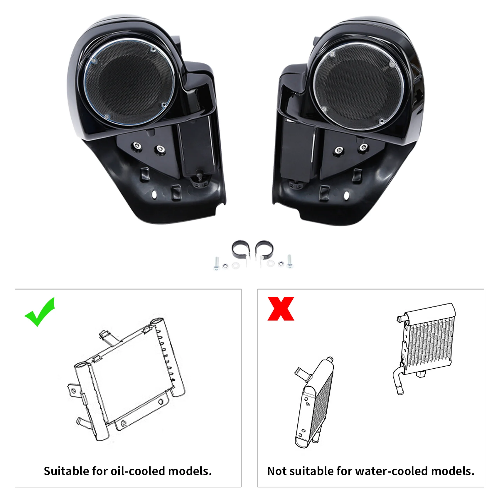 

Motorcycle Lower Vented Fairing 6.5" Speaker Box Pod For Harley Touring Street Electra Glide Road King Road Glide 2014-2024