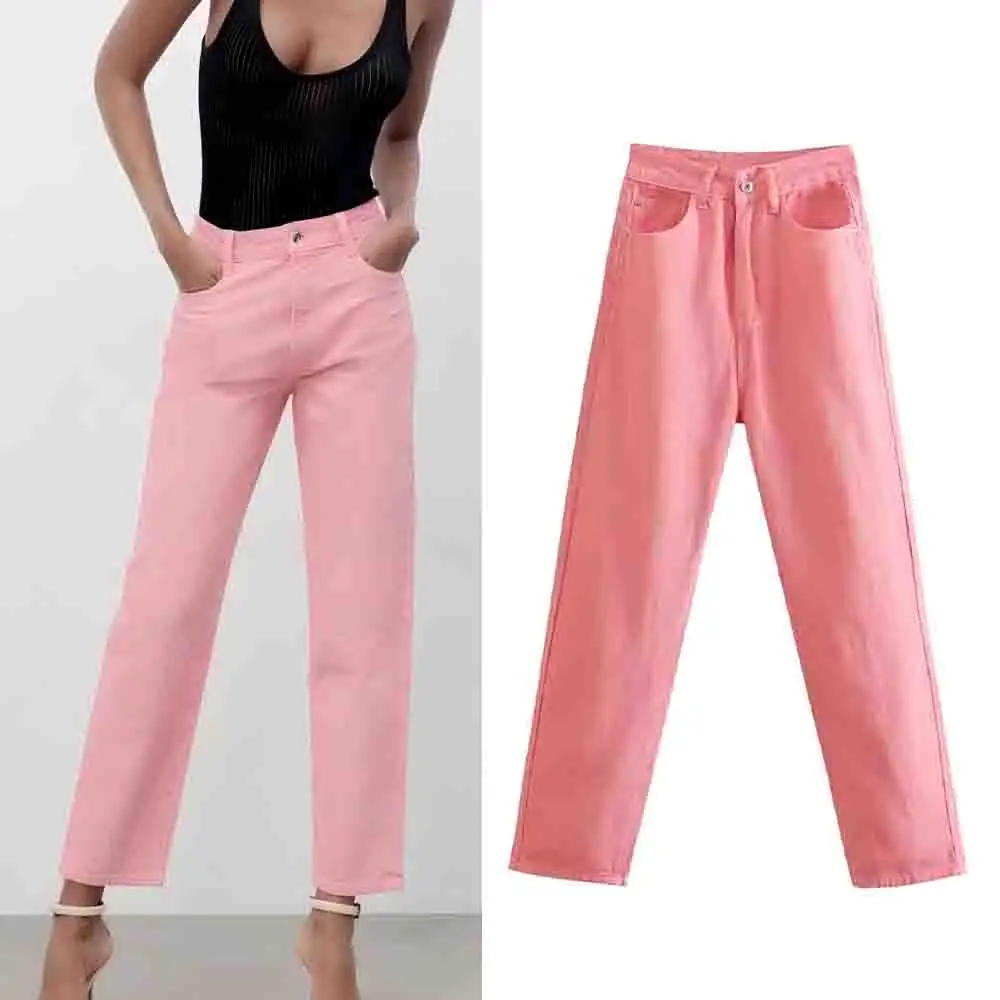 

Женские 2023 новые модные свободные удобные джинсы с боковым карманом, женские джинсы до щиколотки в стиле ретро с завышенной талией и молнией