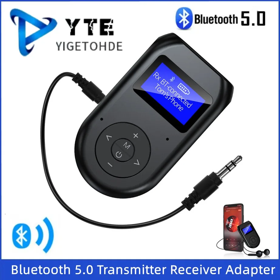 

NEW Bluetooth 5.0 Transmitter & Receiver Adapter Wireless Bluetooth 5.0 Adapter With Display Screen Low Latency Audio Adapter