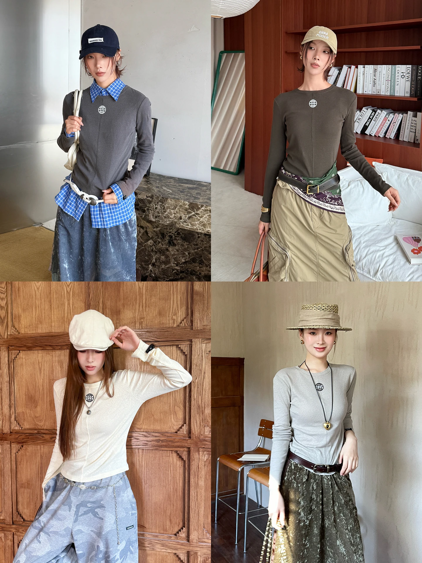 

Brand Earth Long Sve Base Layer T-irt Cotton Commute Sle Pure Color Print Moisture ng Women's Top