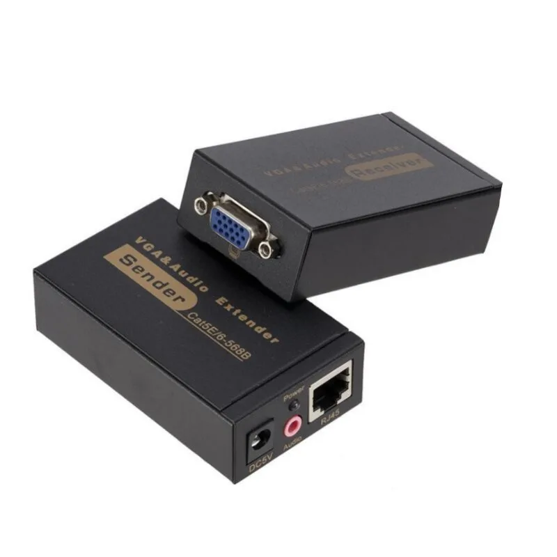 VGA Extender 100M Over Single RJ45 Network Cable, VGA Signal Amplifier Transmitter Receiver Adapter