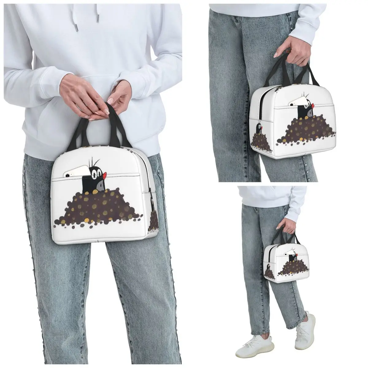 Cute Happy Mole Krtek Insulated Lunch Bag for Women Office Cooler Thermal Food Box Tote Portable Lunch Boxes Container