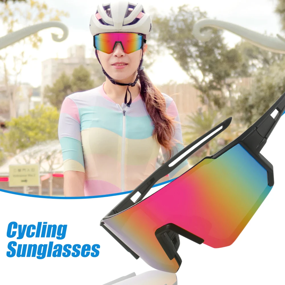 Gafas de sol de ciclismo con protección UV para hombre y mujer, lentes antideslumbrantes a prueba de viento, montura grande, para deportes al aire