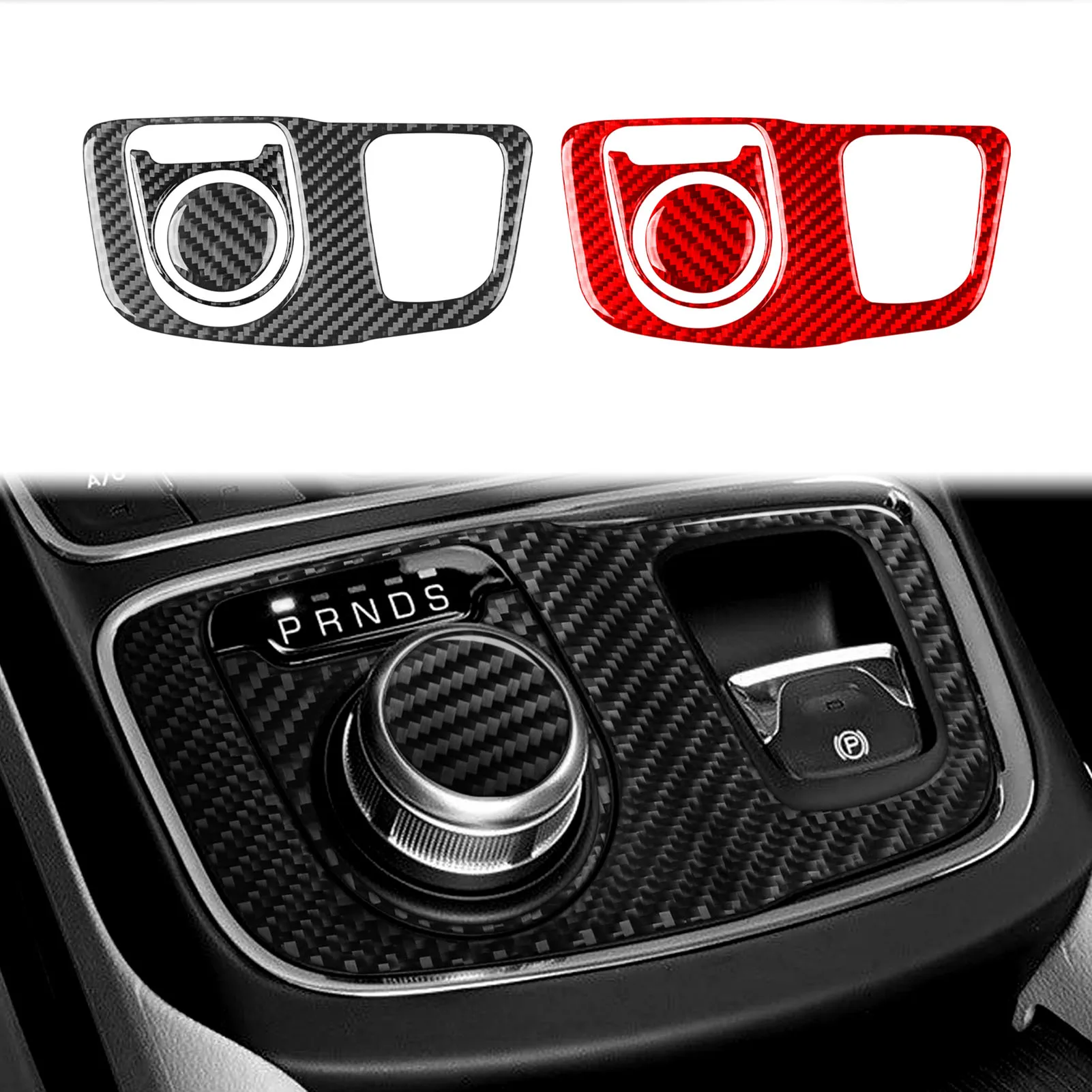 Carbon Fiber Car Accessories Console Multimedia Knob Panel Set Interior Cover Tirm Modified Sticker For Chrysler 200 2015—2017