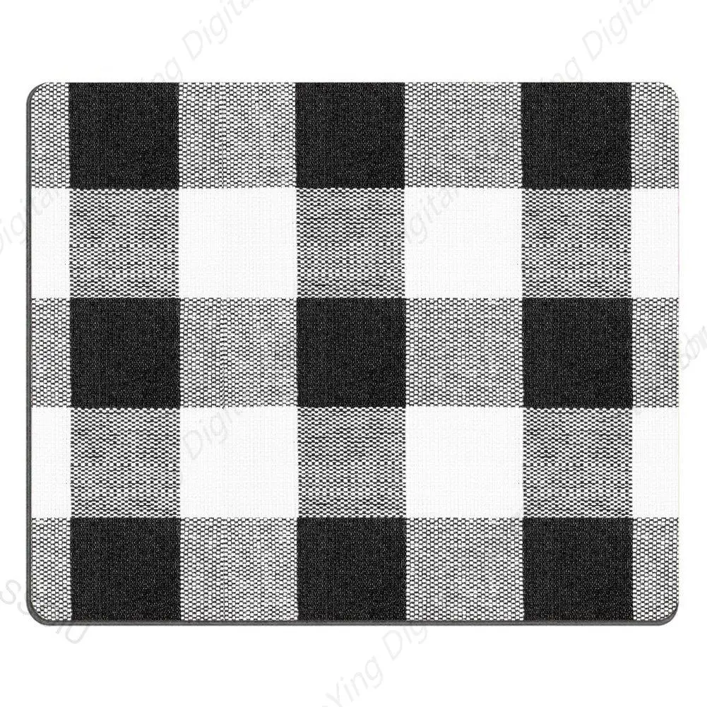 Ilustração elegante de padrão de grade de búfalo preto e branco no mouse pad adequado para jogos escritório laptop mouse pad 25*30cm