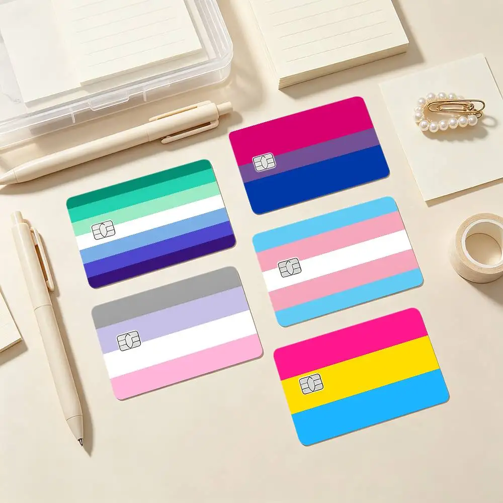 LGBT Rainbow Flag Card Stickers Credit Card DIY Card Protector Stickers Waterproof Film Skin Cover