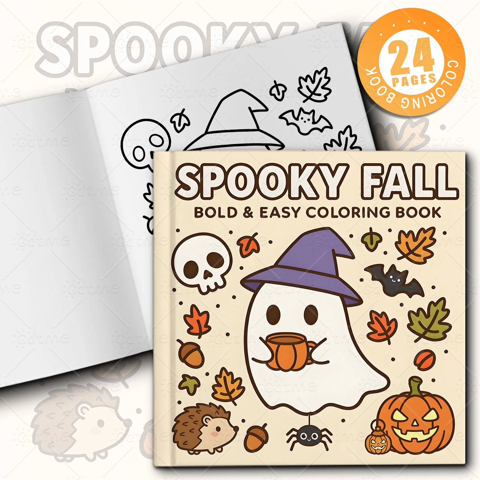 SPOOKY FALL Malbuch mit kräftigen, einfachen Mustern für Erwachsene, niedliches Zeichenbuch, perfektes Geschenk für Party und Geburtstag – Detail 1