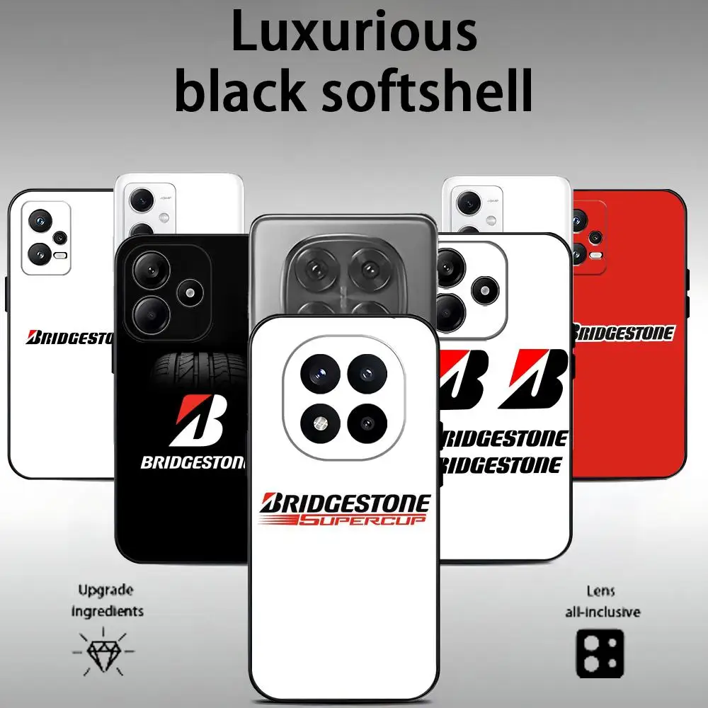 bridgestone Phone Case For Xiaomi Redmi Note 17 15 14 13 12 11 Pro Plus S 5G 4G Soft Black Phone Cover