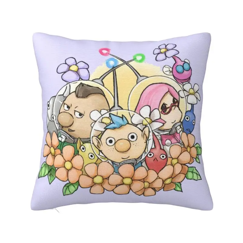 Custom Cartoon Pikmins Play Game Square Pillow Case Home Decor Cushions Throw Pillow for Car Double-sided Printing